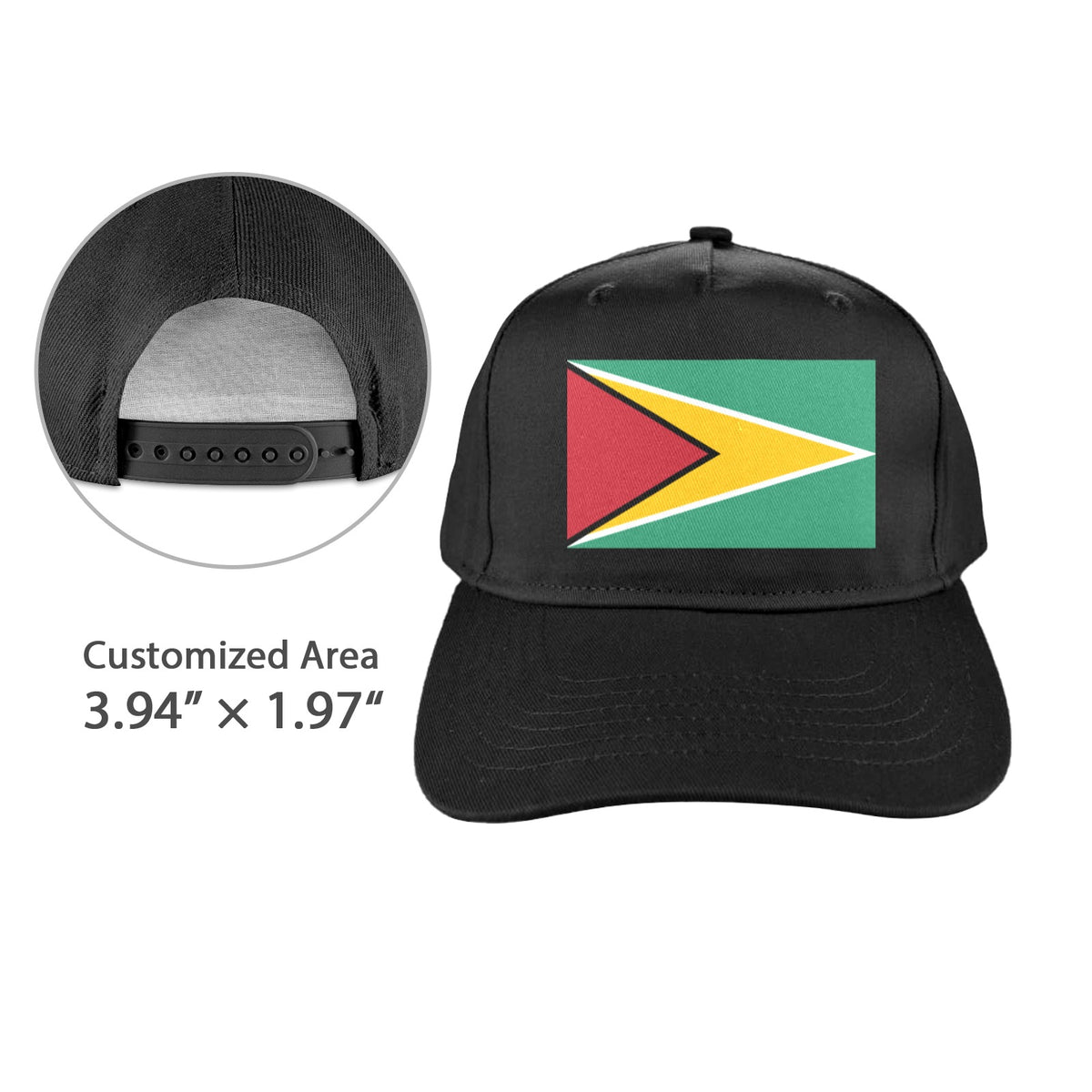 Guyana Flag Inspired Baseball Cap | Printed in the  USA