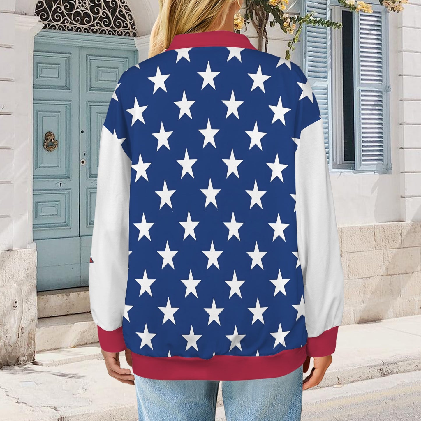 USA/American Flag Women's Quarter Zip Pullover Sweatshirt