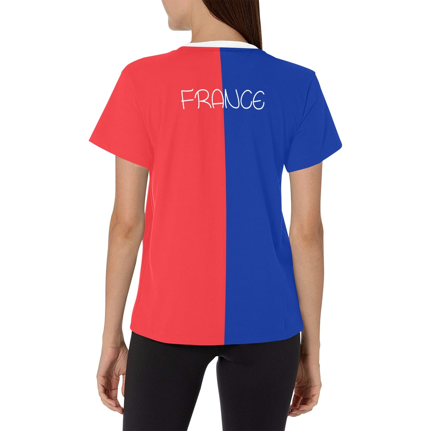 France Flag Inspired Women's All Over Print Crew Neck T-Shirt(T40-2)(Made in Queens)