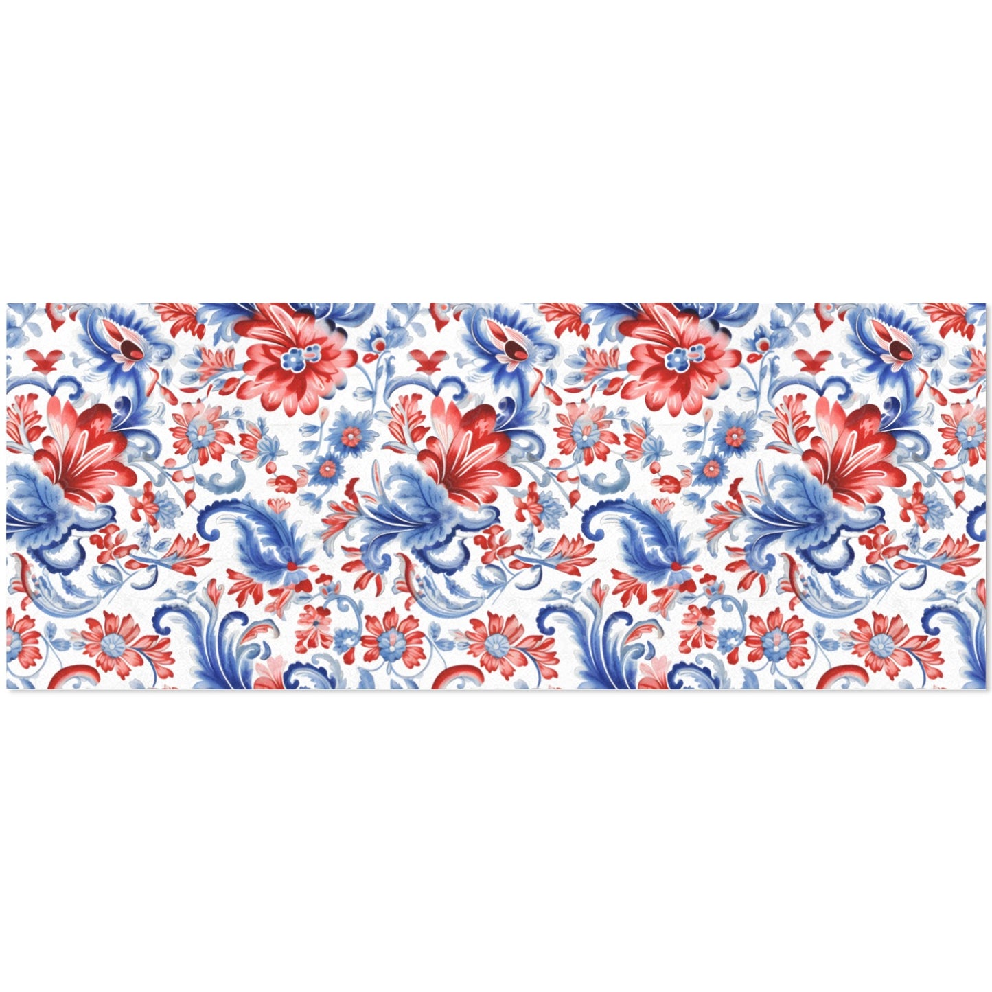 USA/American Flag Inspired Red White & Blue Floral Paisley Pattern Custom Gift Wrapping Paper 58"x 22.5" (4 Rolls)