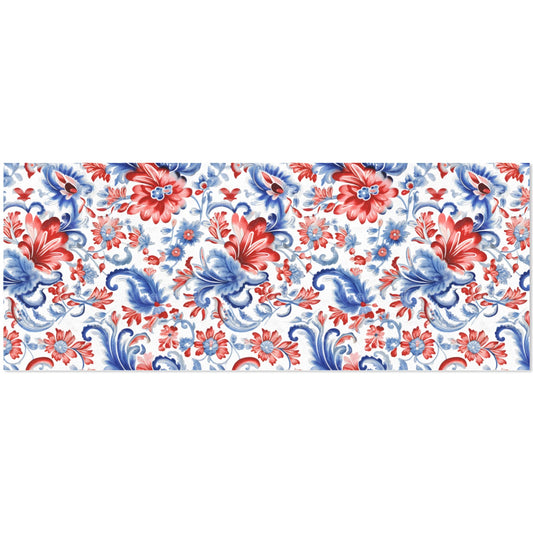 USA/American Flag Inspired Red White & Blue Floral Paisley Pattern Custom Gift Wrapping Paper 58"x 22.5" (4 Rolls)
