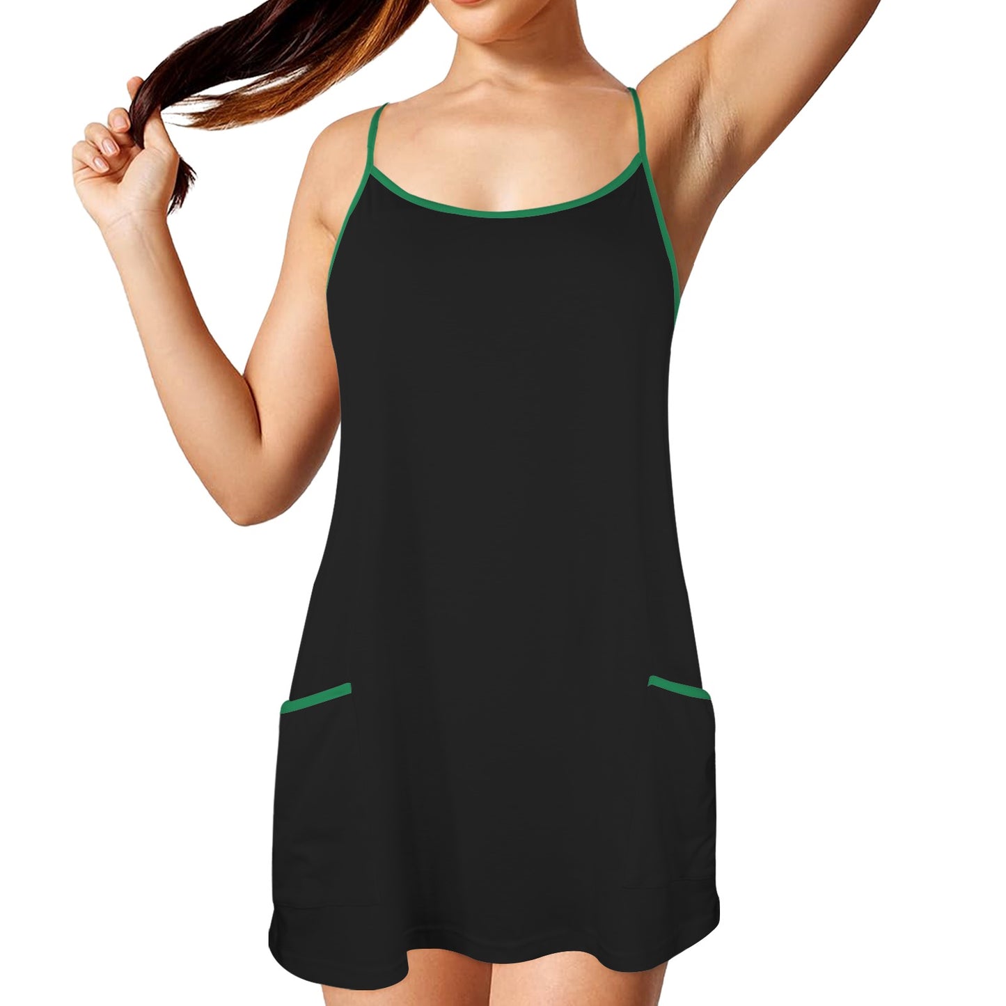 Thin Green Line Flag Inspired Women's Double-Layered Camisole Dress
