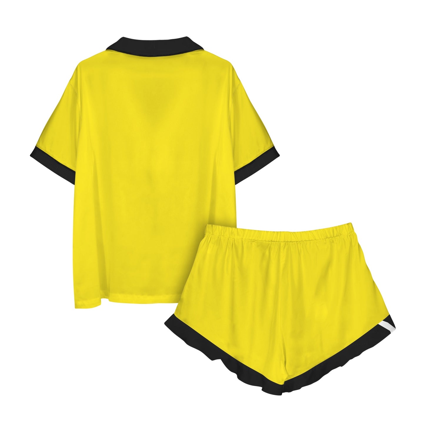 Yellow shirt and shorts set with black trim, [Brand].