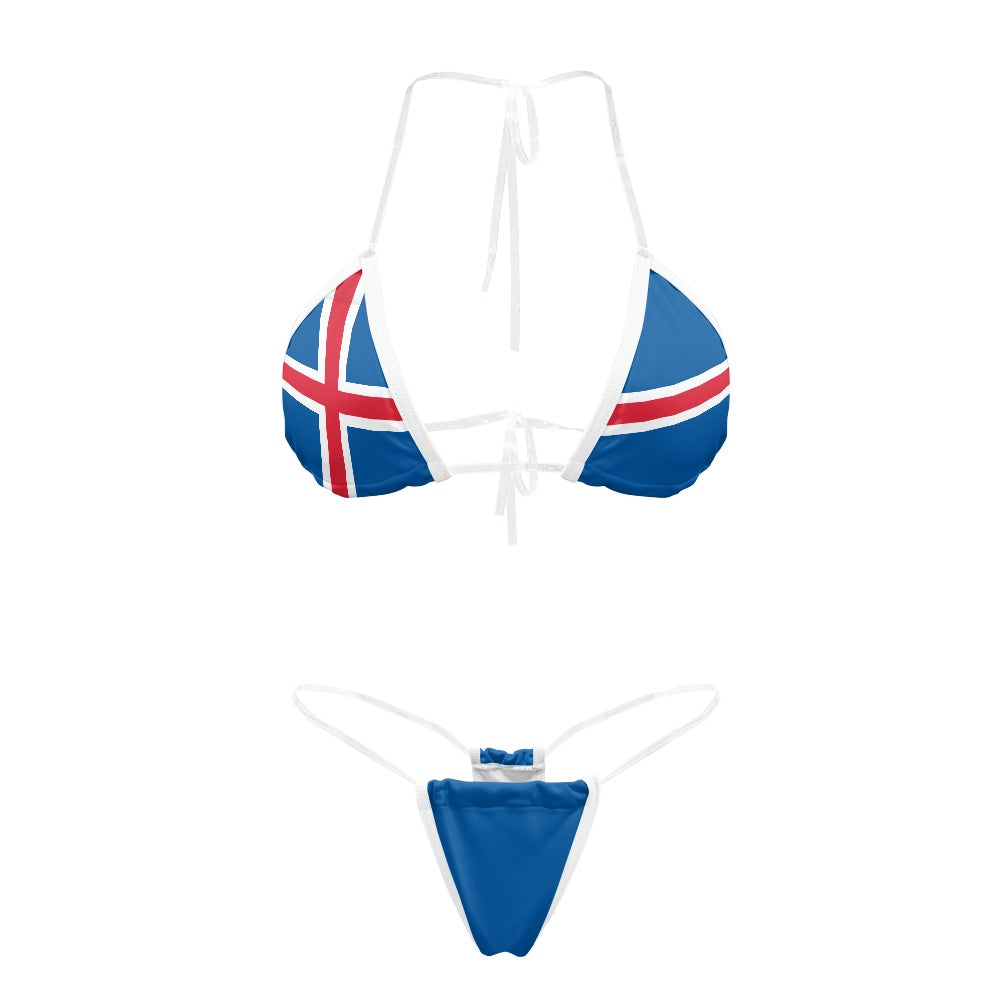Iceland Flag Inspired Transparent String Bikini