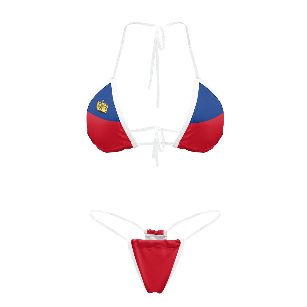 Liechtenstein Flag Inspired Transparent string bikini