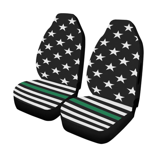 Thin Green Line Flag Car Seat Cover Airbag Compatible(Set of 2)