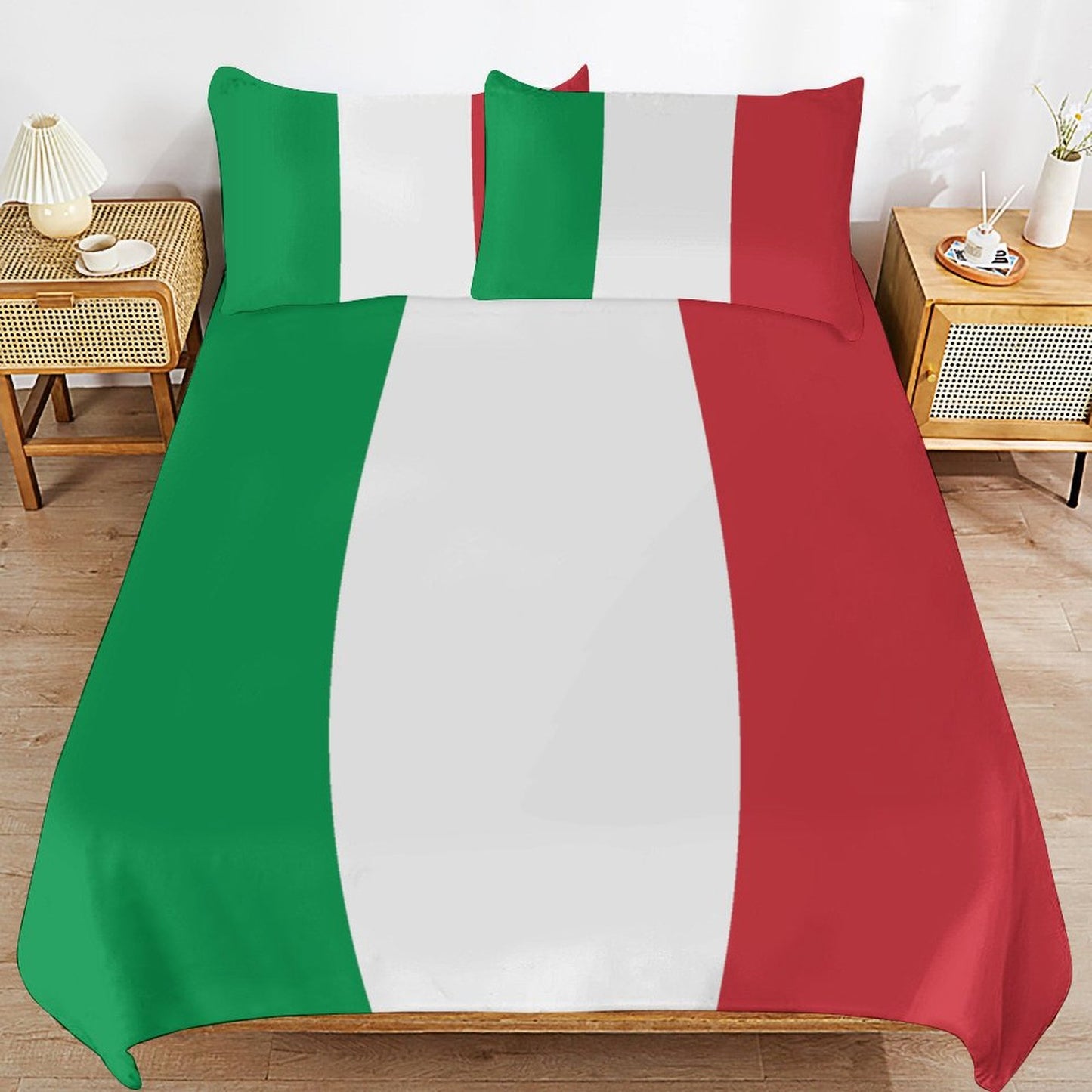 Italy Flag Inspired 3-Piece Bedding Set (1 Duvet Cover + 2 Pillow Shams) – 102"×90"