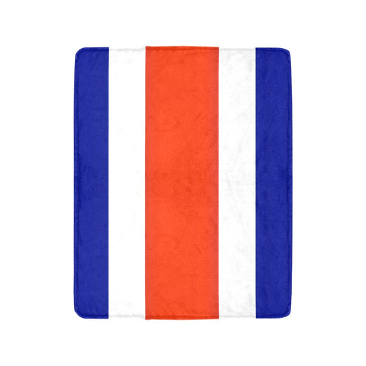 Luv My Flag blanket with blue, white, red stripes.