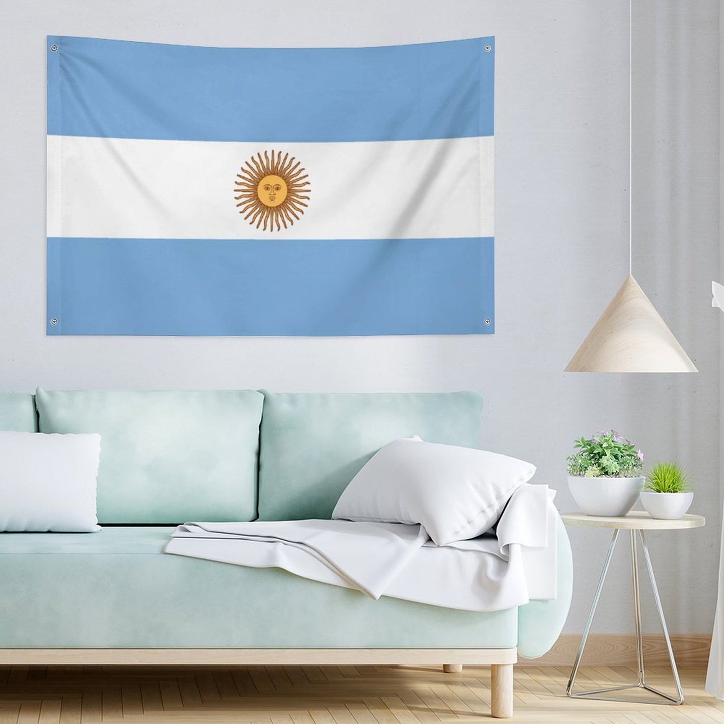 Argentina Flag Inspired Wall Mount Flag with Four Grommets (35x59 in)