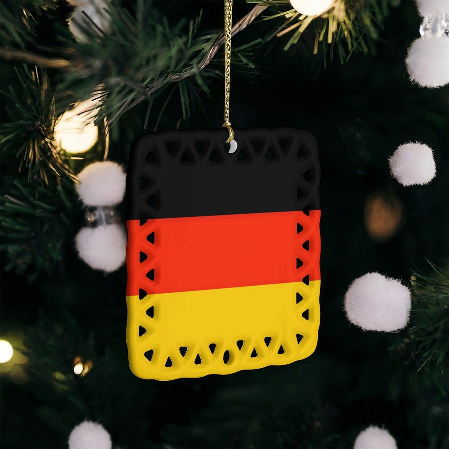 Germany Flag Inspired Square Ceramic Ornament Made in the USA
