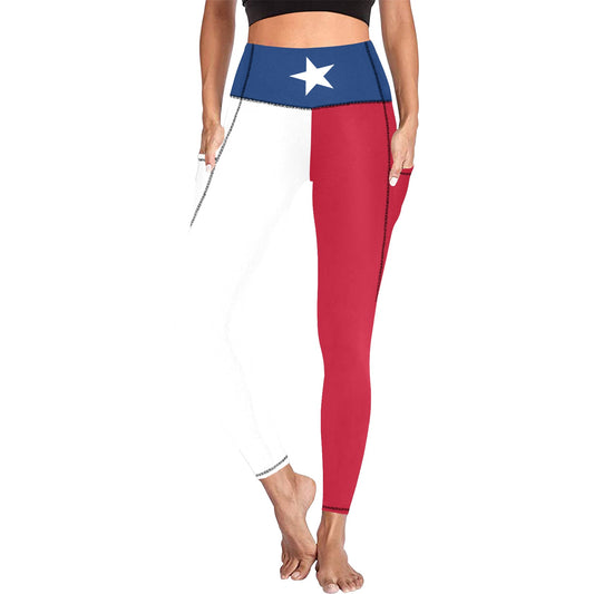 Texas Flag Inspired Women's High Waist Leggings with Pockets