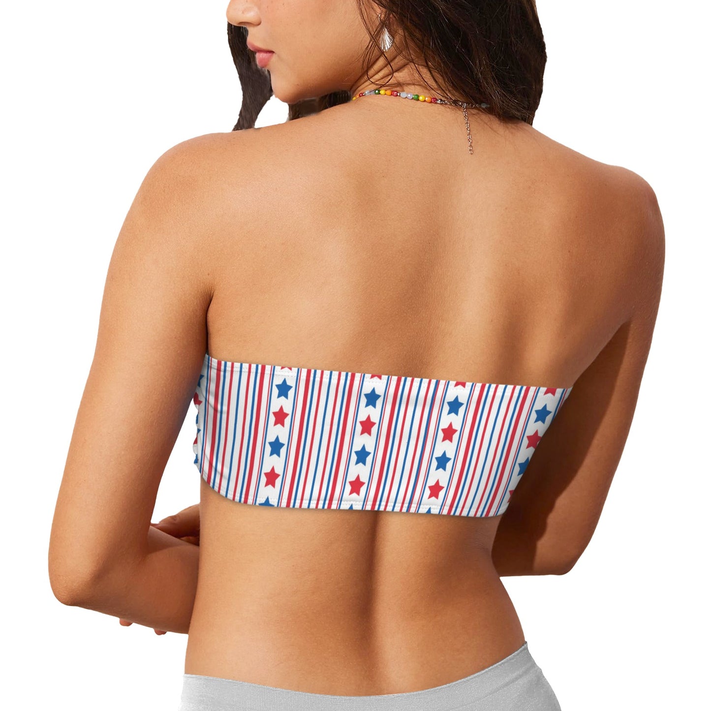 USA/American Flag Inspired Stars & Stripes Pattern Flag Inspired Bandeau Tube Bikini Top