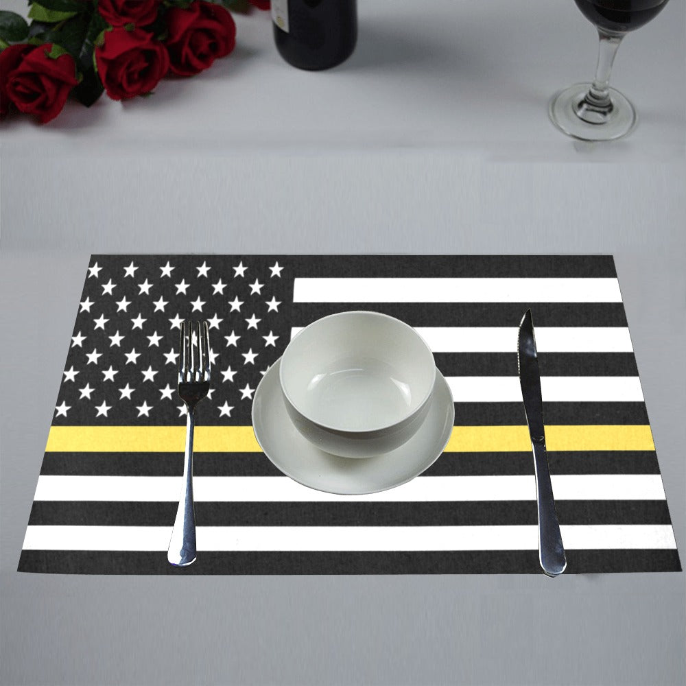 Thin Gold Line Flag Placemats 12" x 18" (Set of 6)