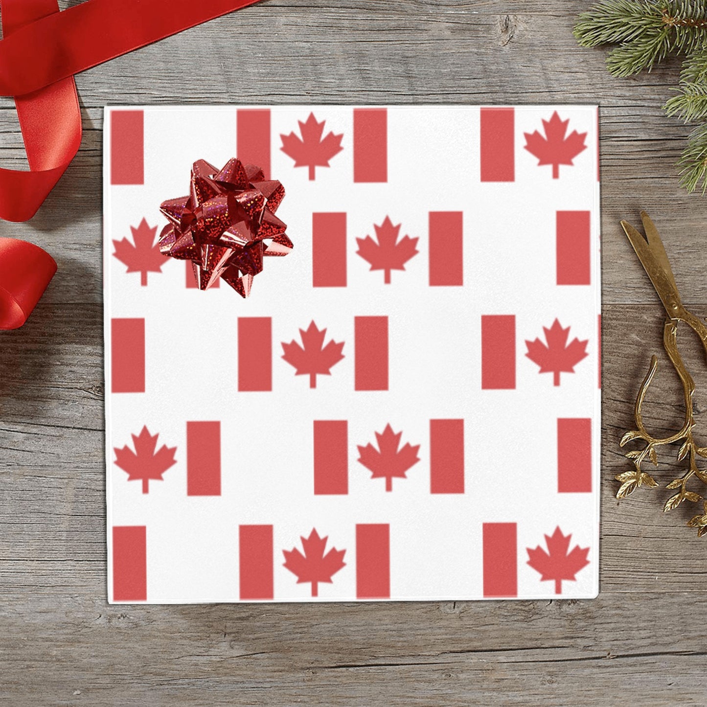 Canada Flag Custom Gift Wrapping Paper 58"x 22.5" (4 Rolls)