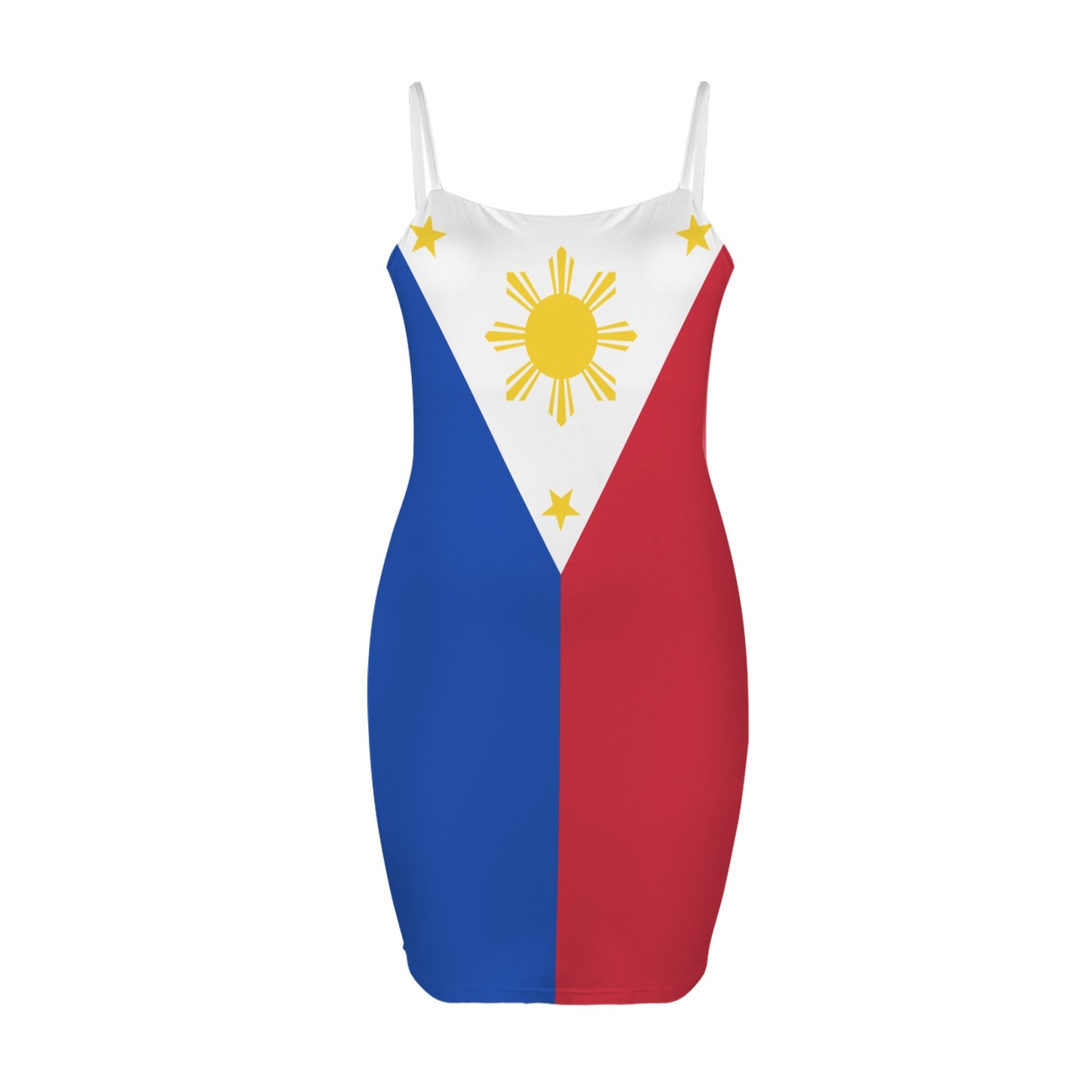 Philippines Flag Inspired Backless Spaghetti Strap Bodycon Dress