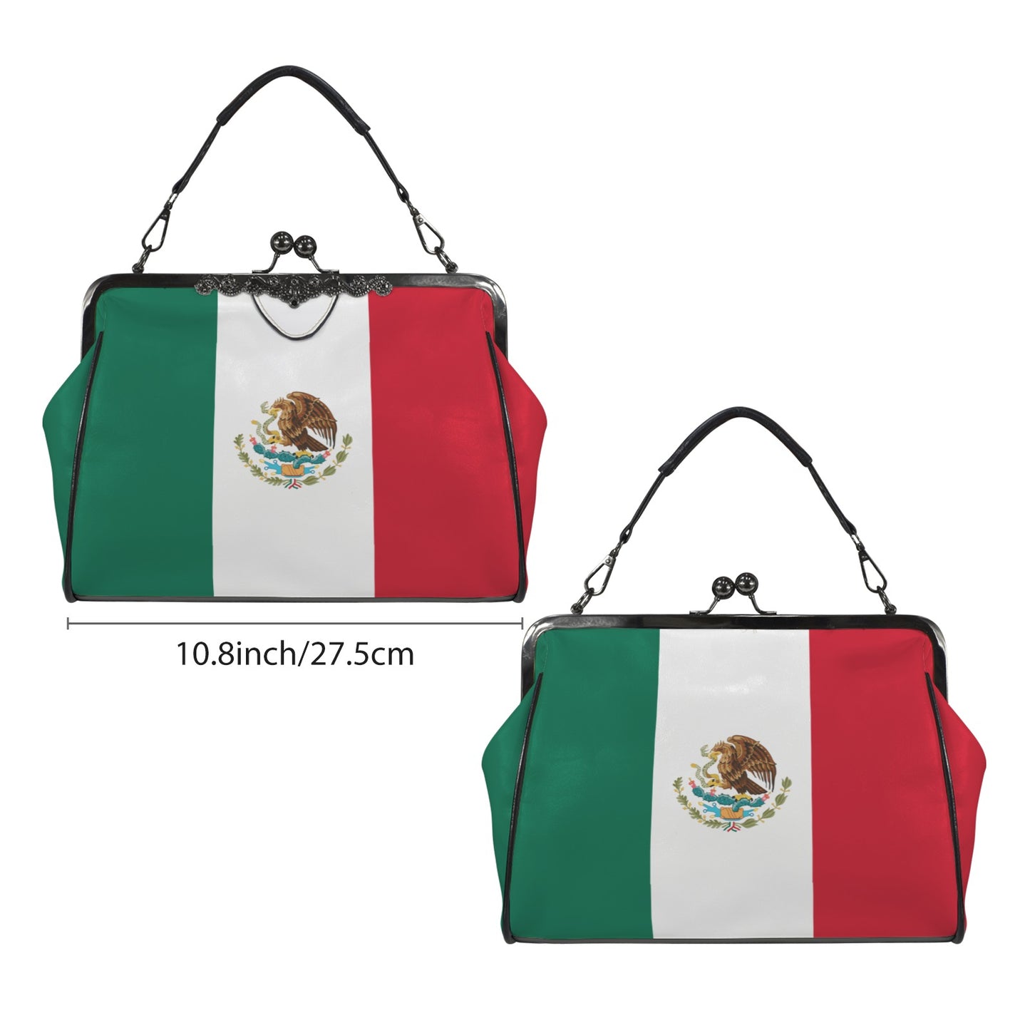 Mexico Flag Inspired Kisslock Crossbody Shoulder Bag
