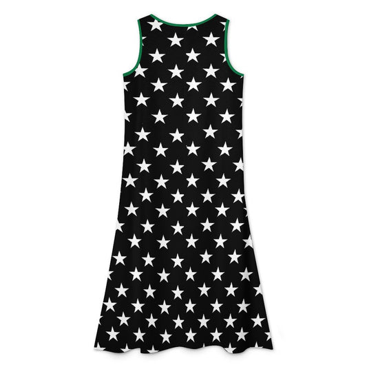 Thin Green Line Flag Inspired Sleeveless High-Low Hem Dress