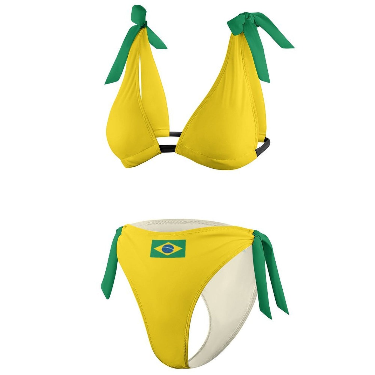 Brazil Flag Inspired Tie-Side High-Waist Bikini Set