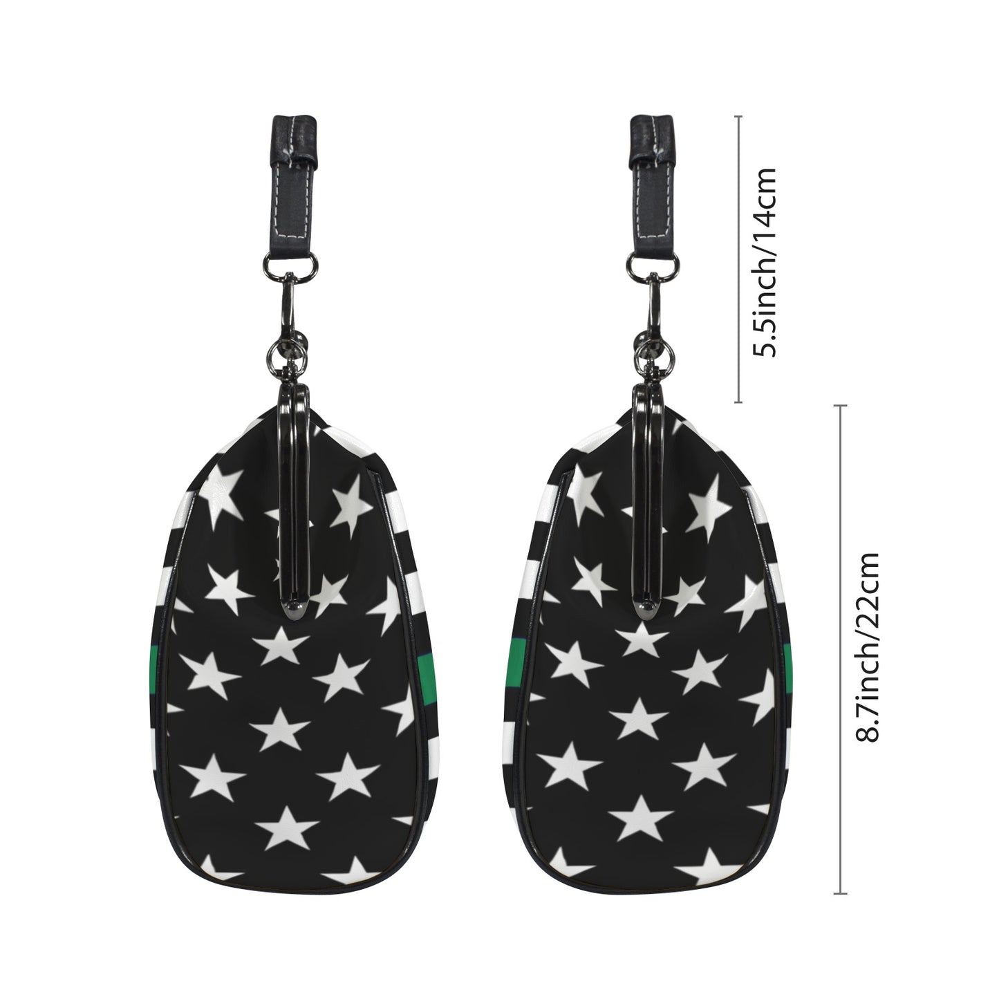 Thin Green Line Flag Inspired Kisslock Crossbody Shoulder Bag