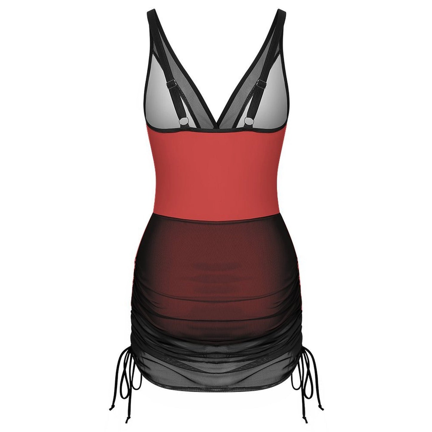 Canada Flag Inspired Women's Mesh Plunge One-Piece Swimsuit