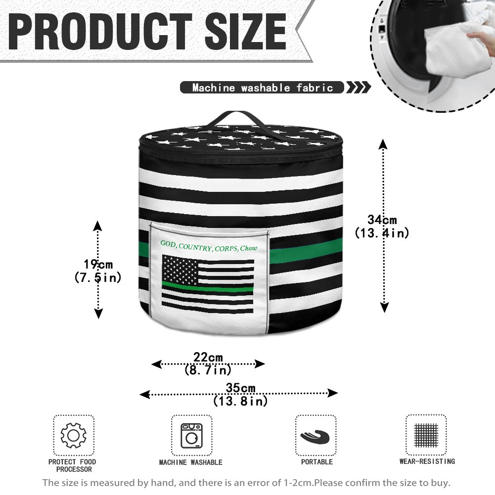Thin Green Line Flag Inspired Marine Corps "GOD, COUNTRY, CORPS, chow" Electric Pressure Cooker Insulation Bag