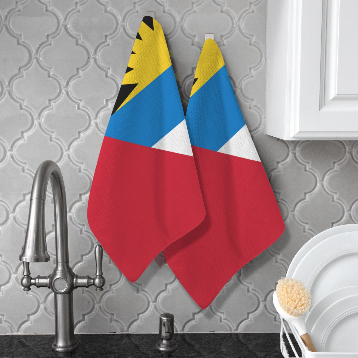 Antigua and Barbuda Flag Inspired Kitchen Towel 40X60cm (Pack of 2) | Printed In the USA