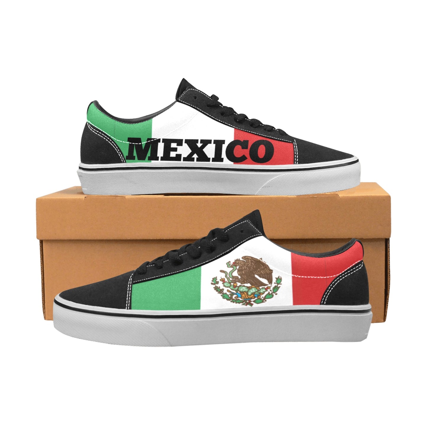 Mexico Flag Inspired Women's Lace-Up Canvas Shoes