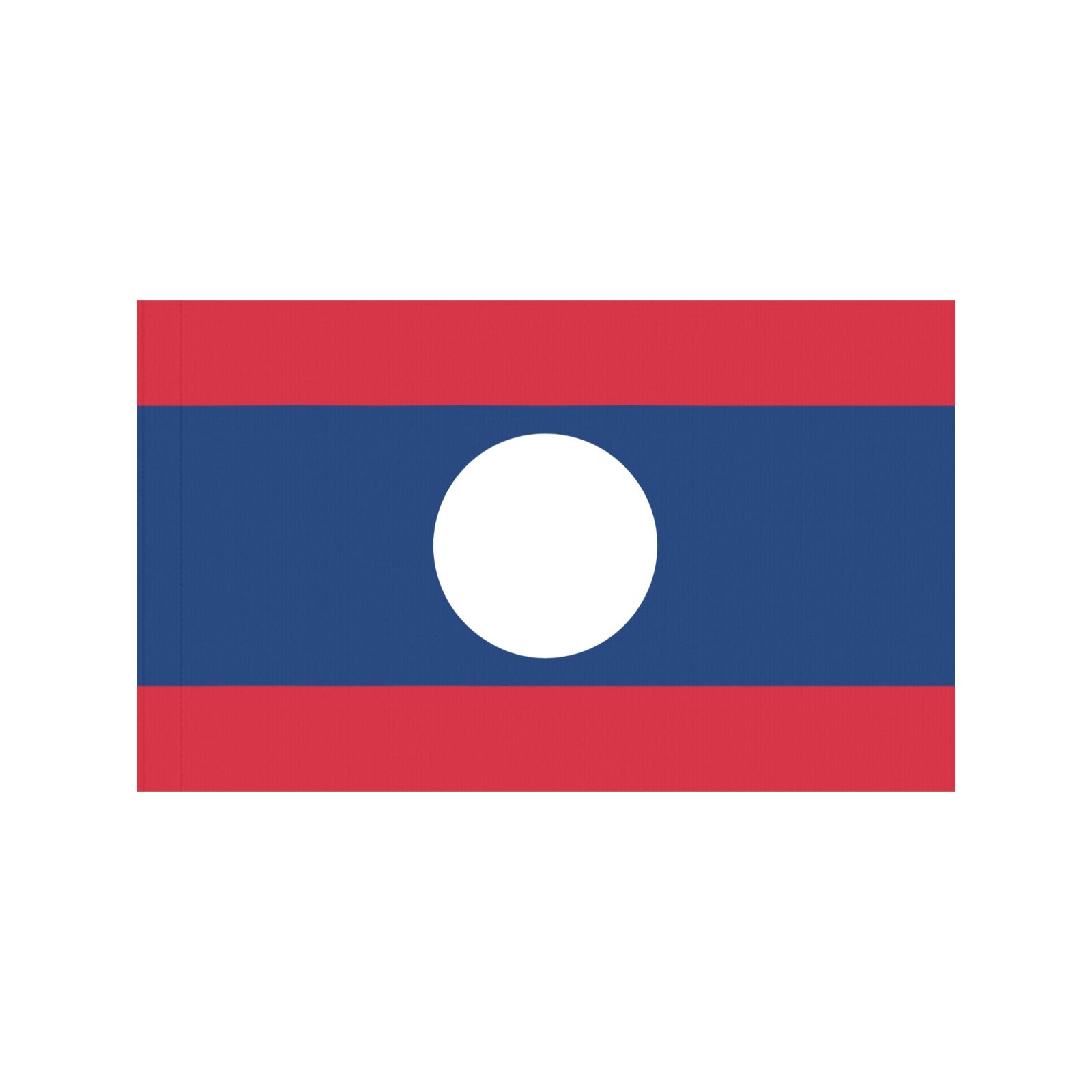 Luv My Flag brand, Laos flag, red, blue, white circle.