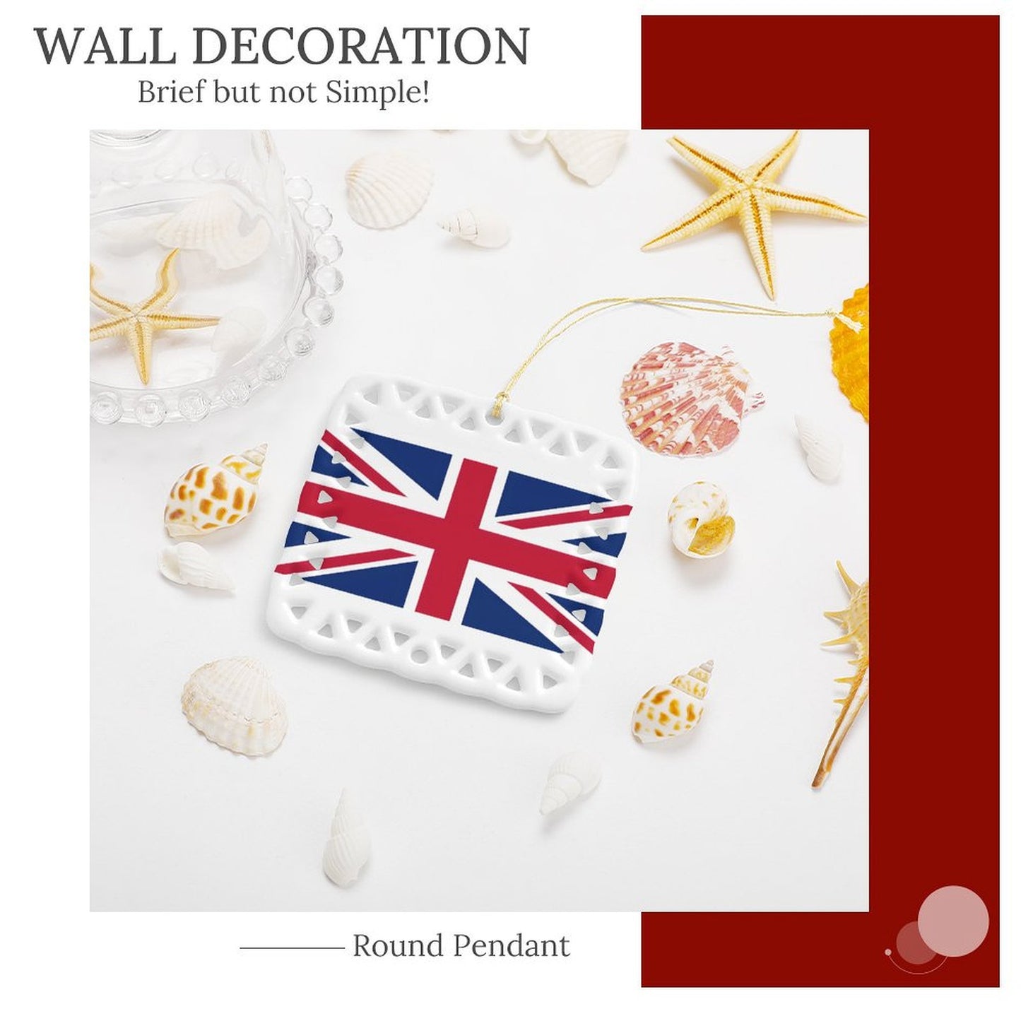 UK/Great Britain Flag Inspired Square Ceramic Ornament Made in the USA