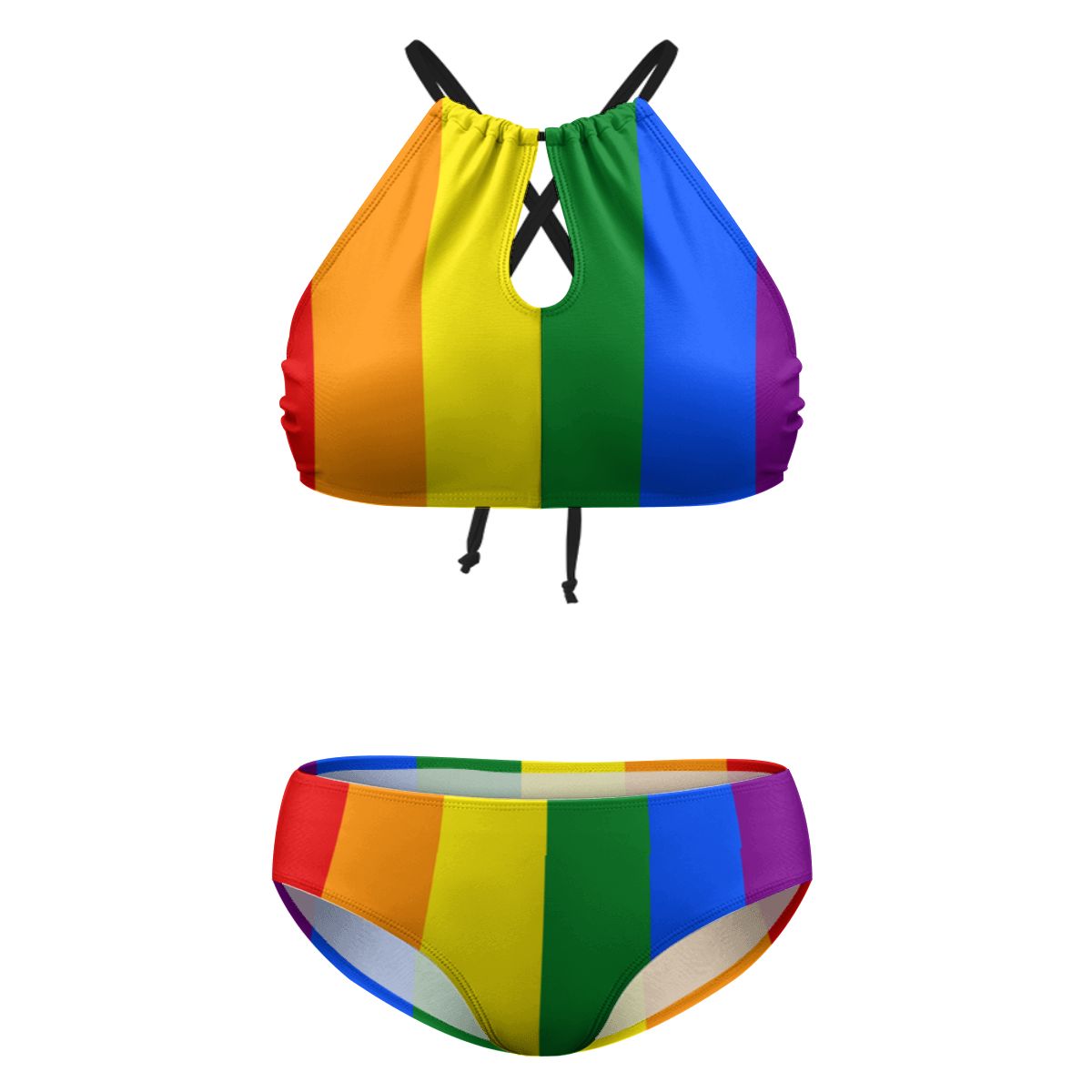 Rainbow Flag Inspired Plus Size High Waisted Bikini