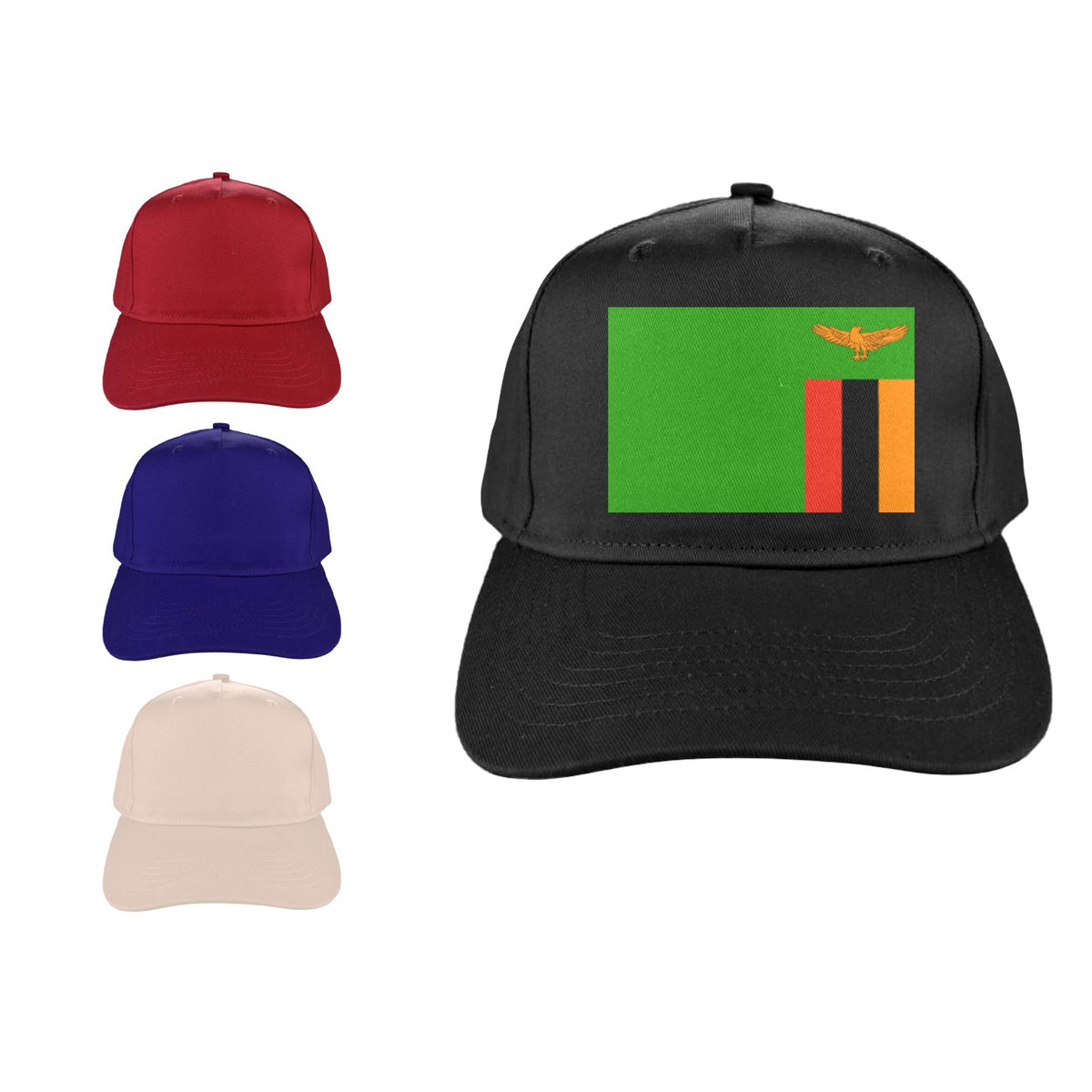 Zambia Flag Inspired Baseball Cap | Printed in the  USA