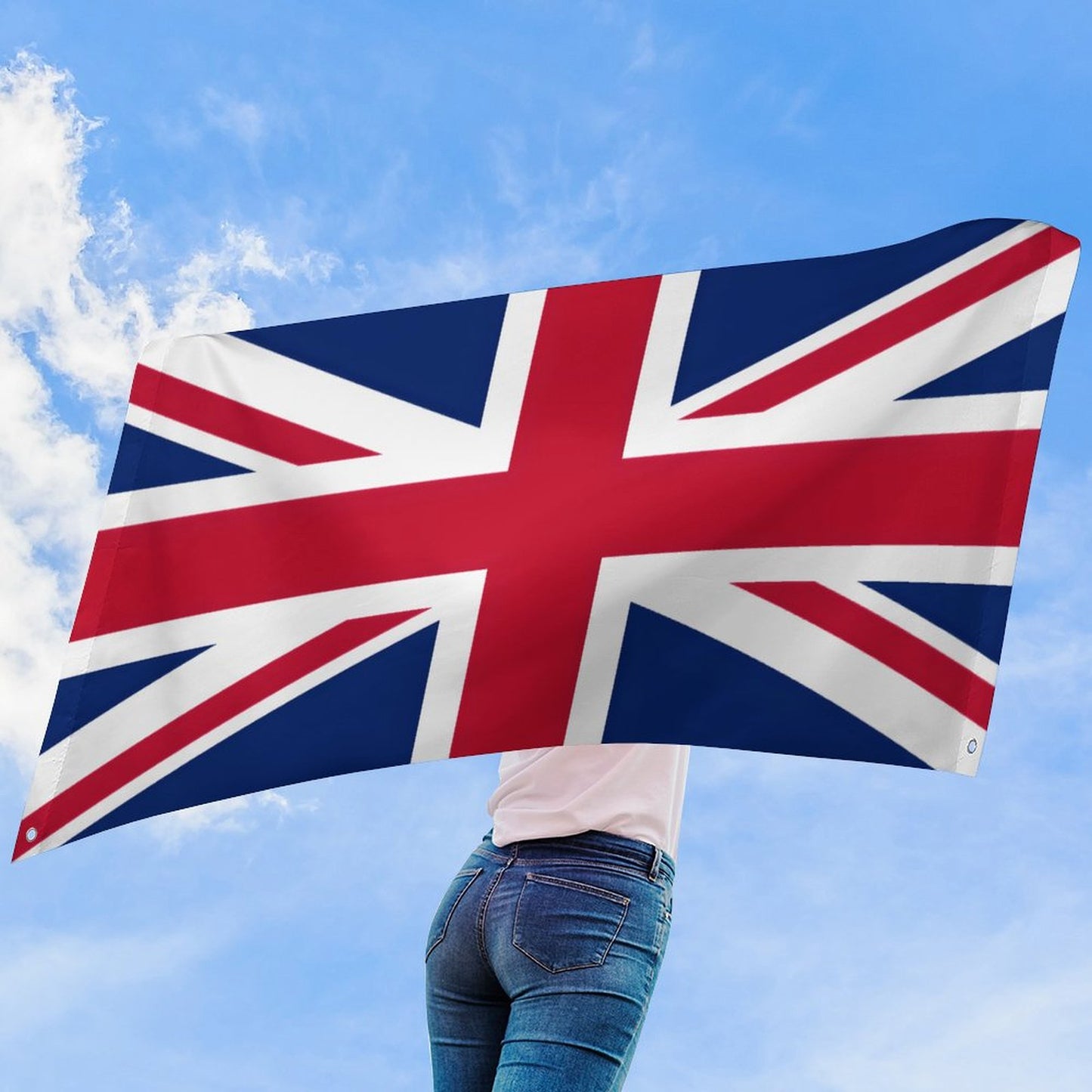 UK/Great Britain Flag Inspired Wall Mount Flag with Four Grommets (35x59 in)