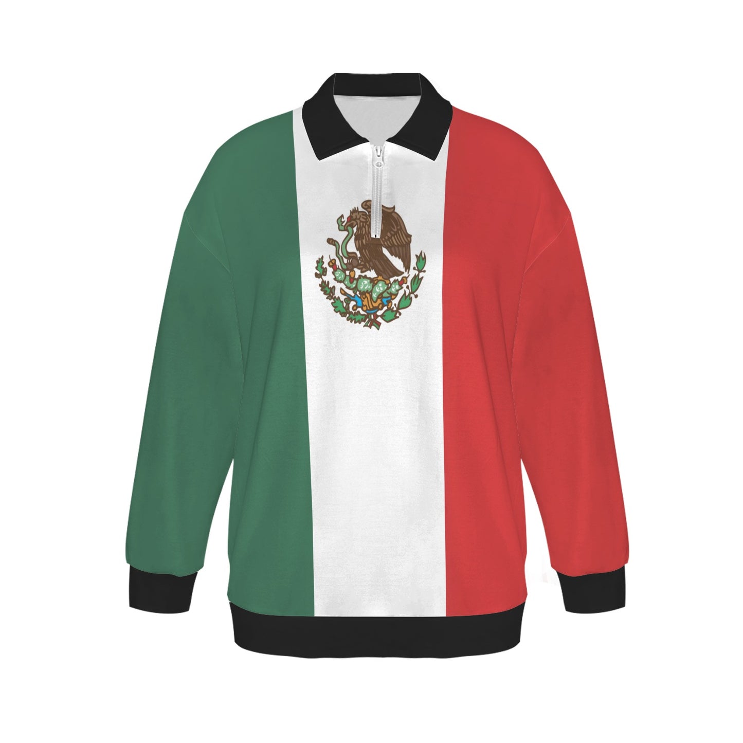 Mexico Flag Inspired Women's Quarter Zip Pullover Sweatshirt
