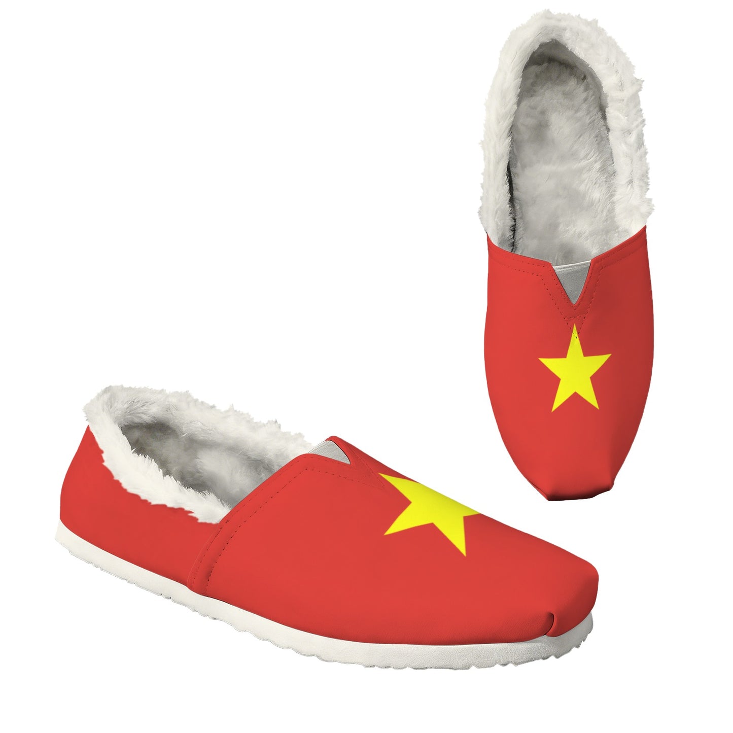 Vietnam Flag Inspired Women's Fleece-Lined Canvas Slip-On