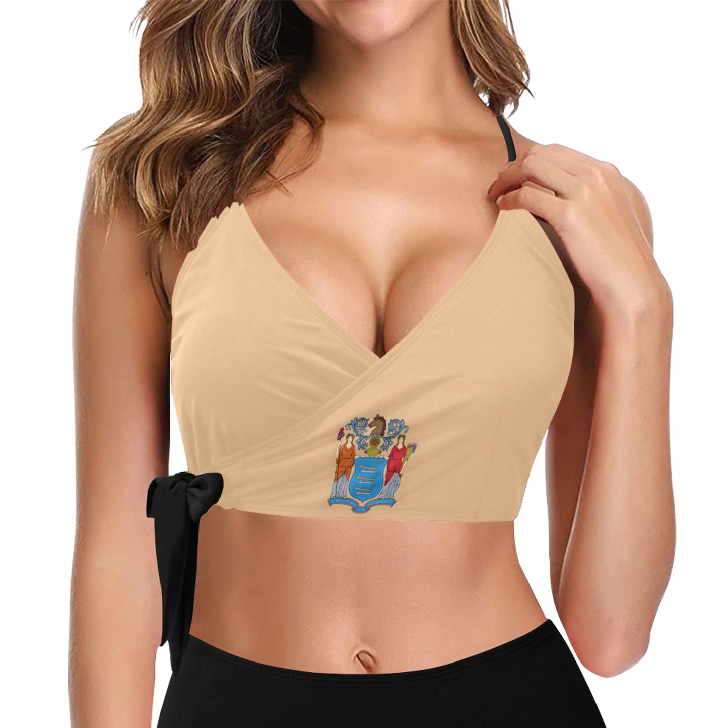 New Jersey Flag Inspired Knot Side Bikini Top