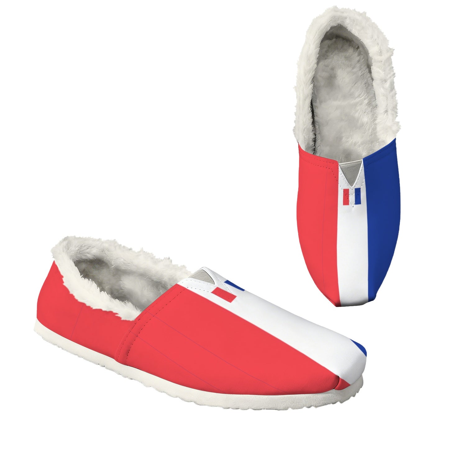 France Flag Inspired Women's Fleece-Lined Canvas Slip-On