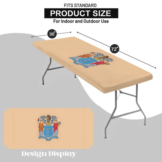 New Jersey Flag Inspired Custom Elastic Fitted Tablecloth 72x30 inch (Made in the USA)