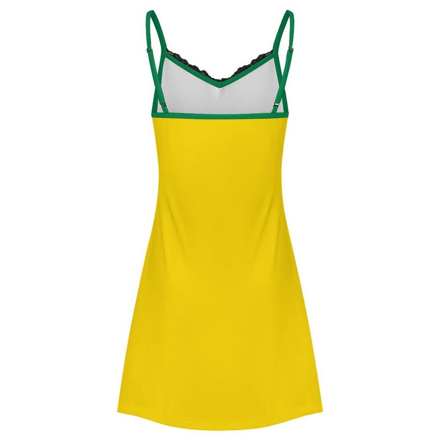 Brazil Flag Inspired Style-2 Women's Lace Slit Cami Pajama Dress
