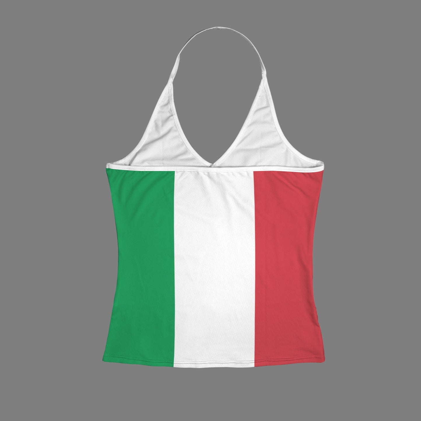 Italy Flag Inspired V-neck Halter Open Back Tank Top