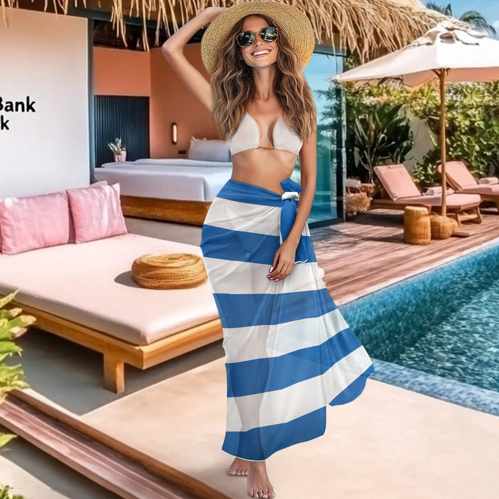 Greece Flag Inspired Bikini Cover-Up