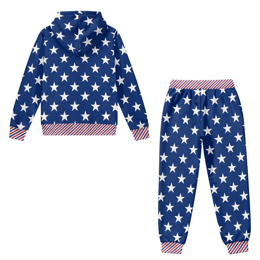 USA/American Flag Inspired Unisex Kid's Zippered Sportswear Suit