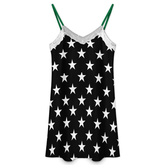 Thin Green Line Flag Inspired Lace Trim Camisole Nightgown