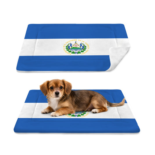 El Salvador Flag Inspired Pet Mat 25x18inch (Made in the USA)