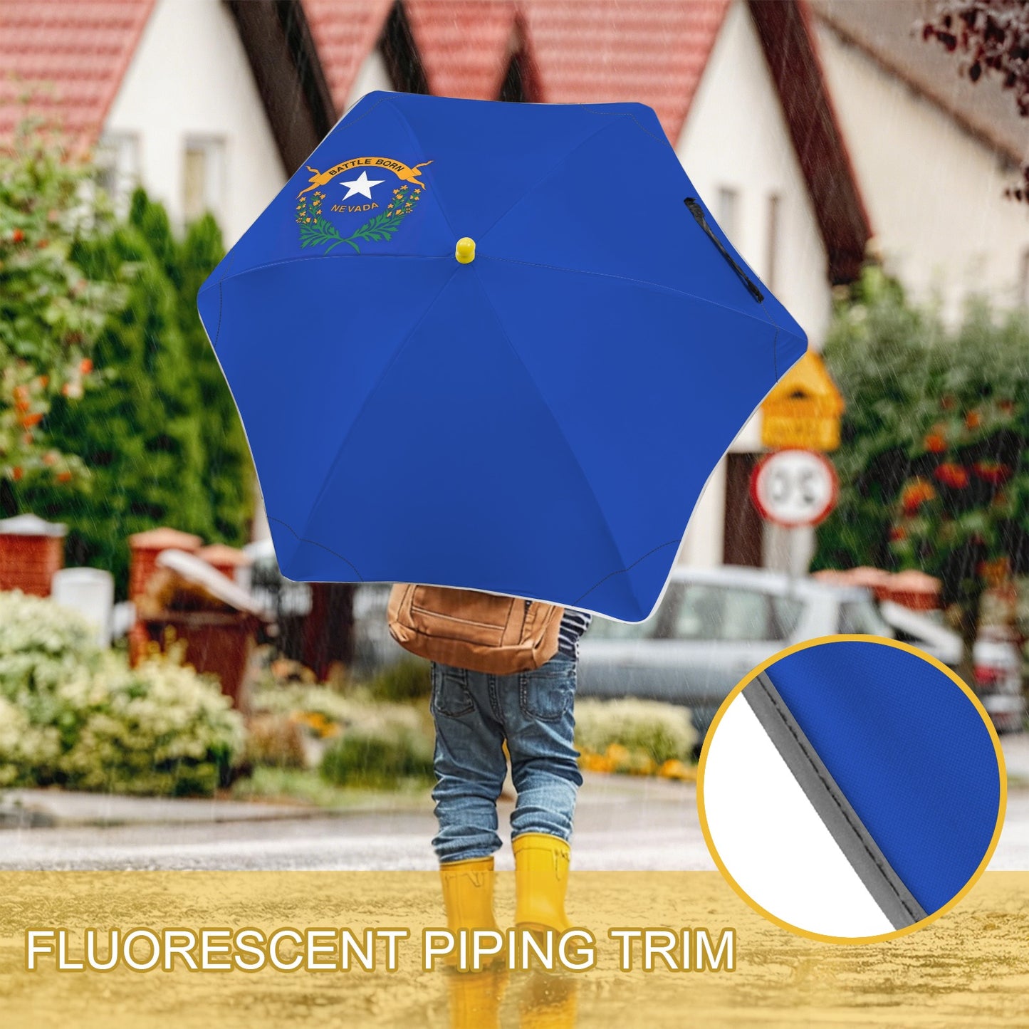Nevada Flag Inspired Kids Safe Round Corner Umbrella