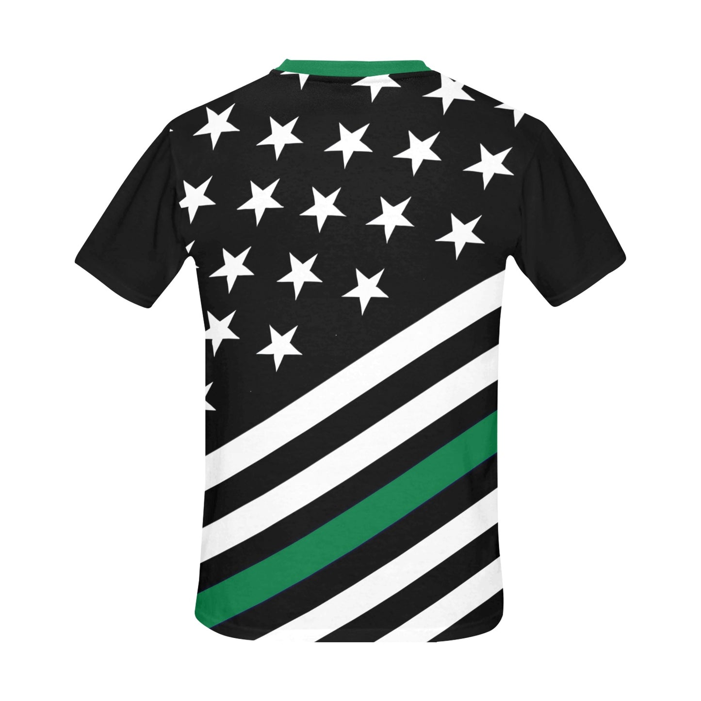 Thin Green Line Flag Men's Crew Neck T-Shirt (Made in USA)