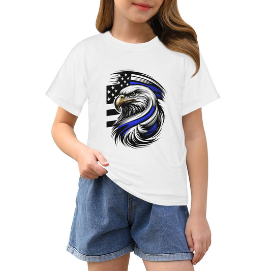 Thin Blue Line Flag Eagle Girls T-Shirt Made in the USA