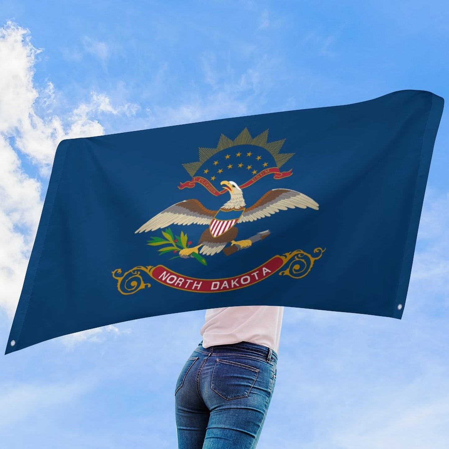 North Dakota Flag Inspired Wall Mount Flag with Four Grommets (35x59 in)