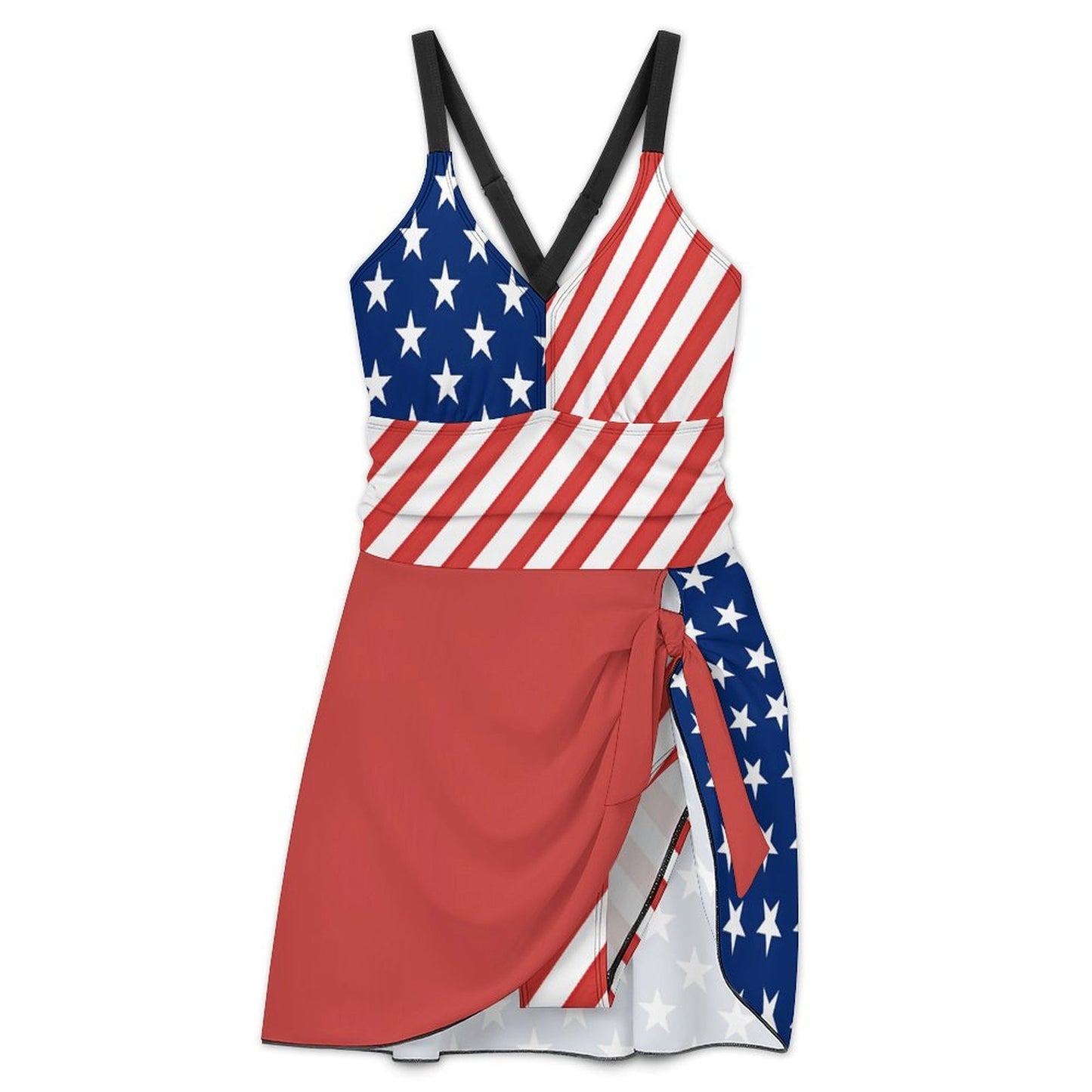 USA/American Flag Inspired 2 Women's Hem Tie One-piece Swimsuit