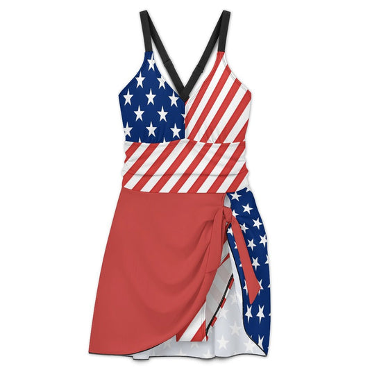 USA/American Flag Inspired 2 Women's Hem Tie One-piece Swimsuit