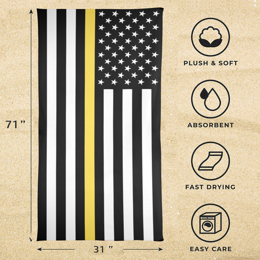 Thin Gold Line Flag Beach Towel 31"x71" (Made in USA)